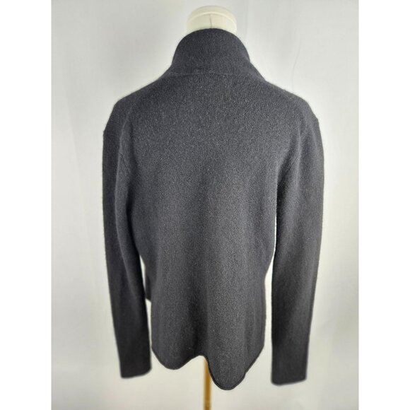 White + Warren Cashmere Shrunken Cardigan Size Medium Patch Pockets Luxury Black - Picture 7 of 10